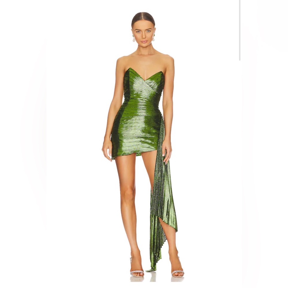 Retrofete Daniele lime Green Strapless mini Dress side scarf sash NWT XS
